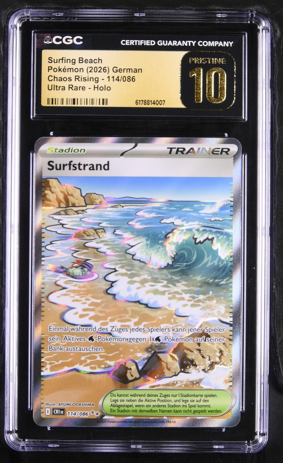 Pokémon Surfing Beach CGC Pristine 10 Chaos Rising DE