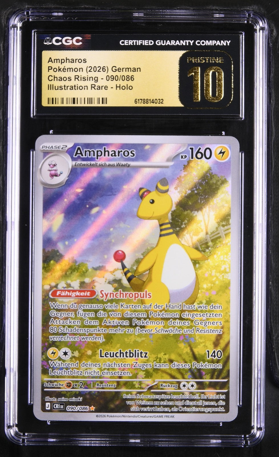 Pokémon Ampharos CGC Pristine 10 Chaos Rising DE