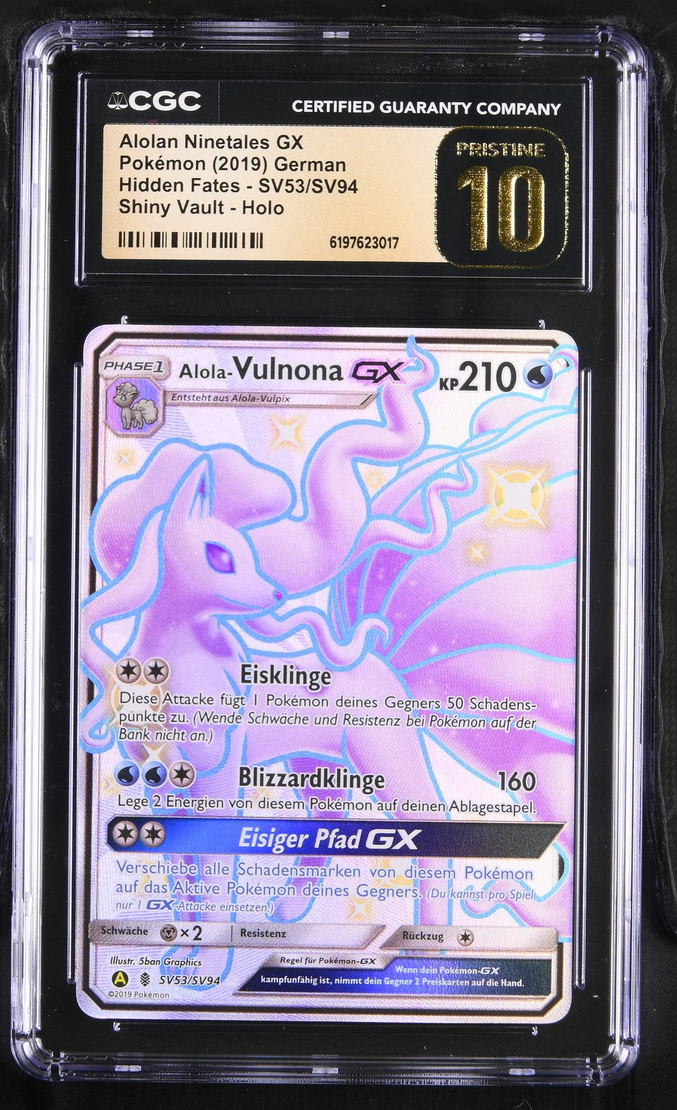 Alolan Ninetales GX SV53/SV94 Hidden Fates DE CGC Pristine 10 Pokémon