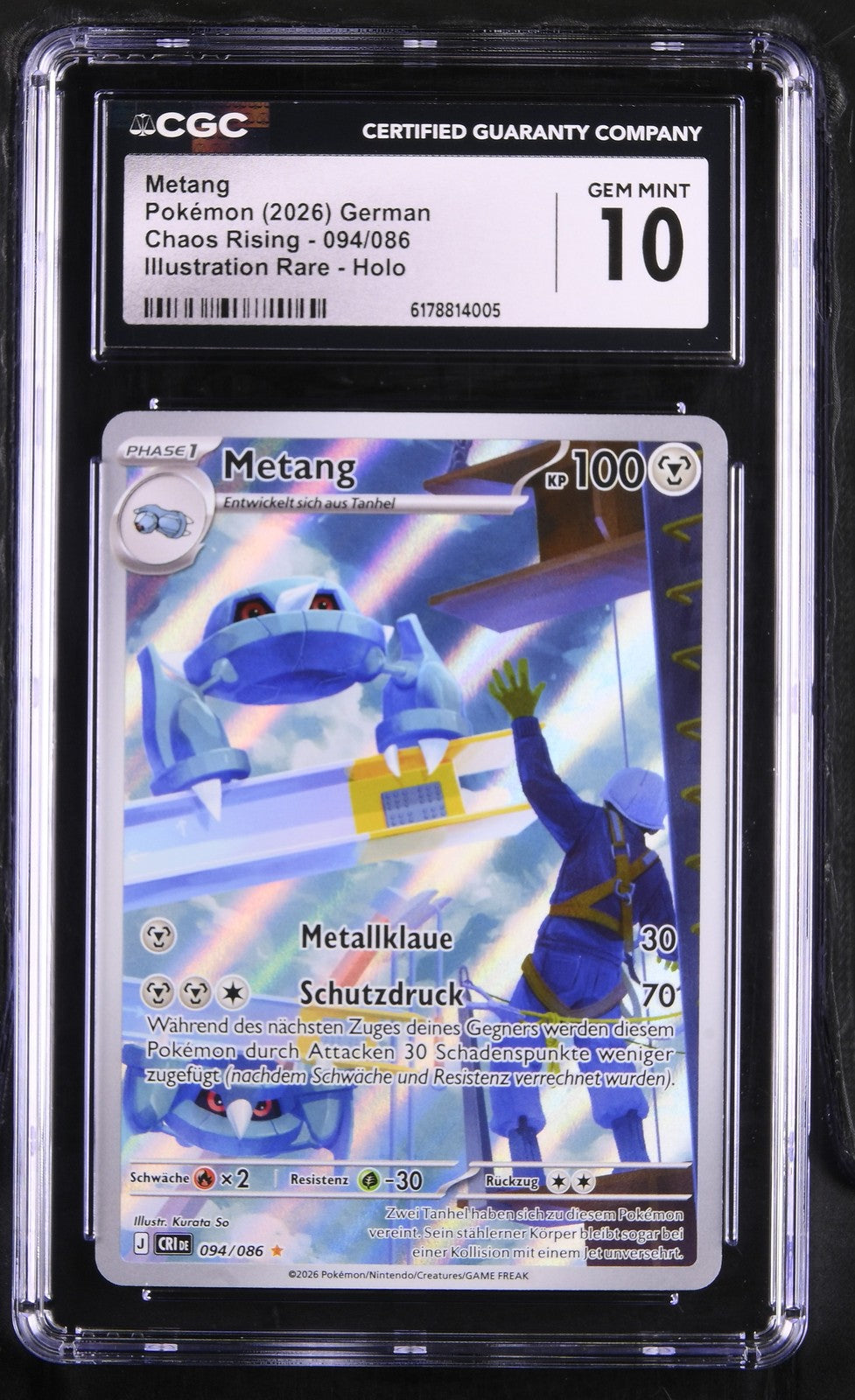 Pokémon Metang CGC Gem Mint 10 Chaos Rising DE