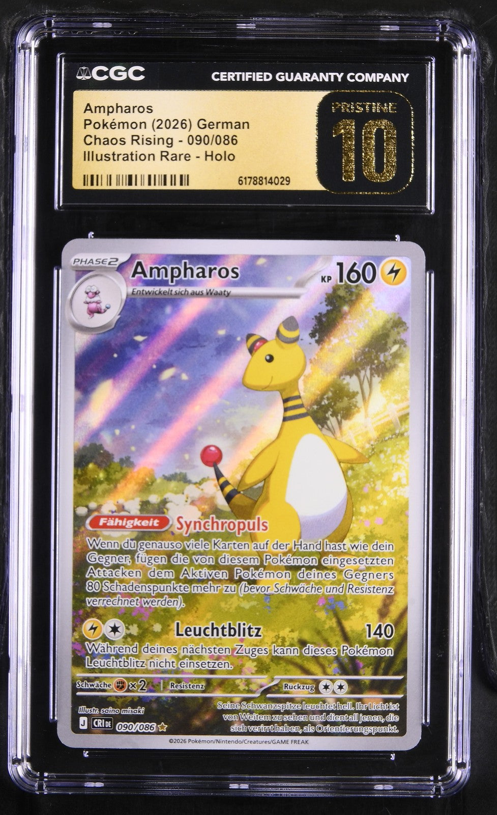 Pokémon Ampharos CGC Pristine 10 Chaos Rising DE