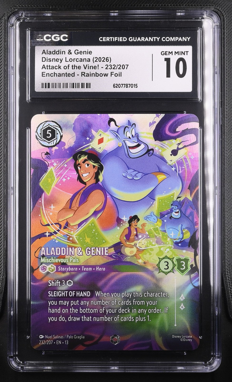 Disney Lorcana TCG Aladdin & Genie CGC GEM MINT 10 Attack Of The Vine! EN
