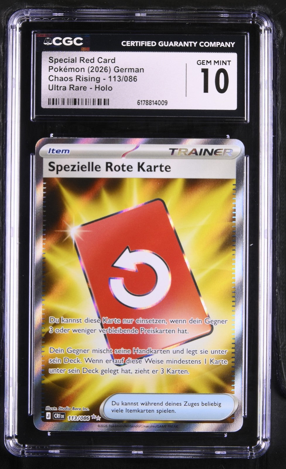 Pokémon Special Red Card CGC Gem Mint 10 Chaos Rising DE