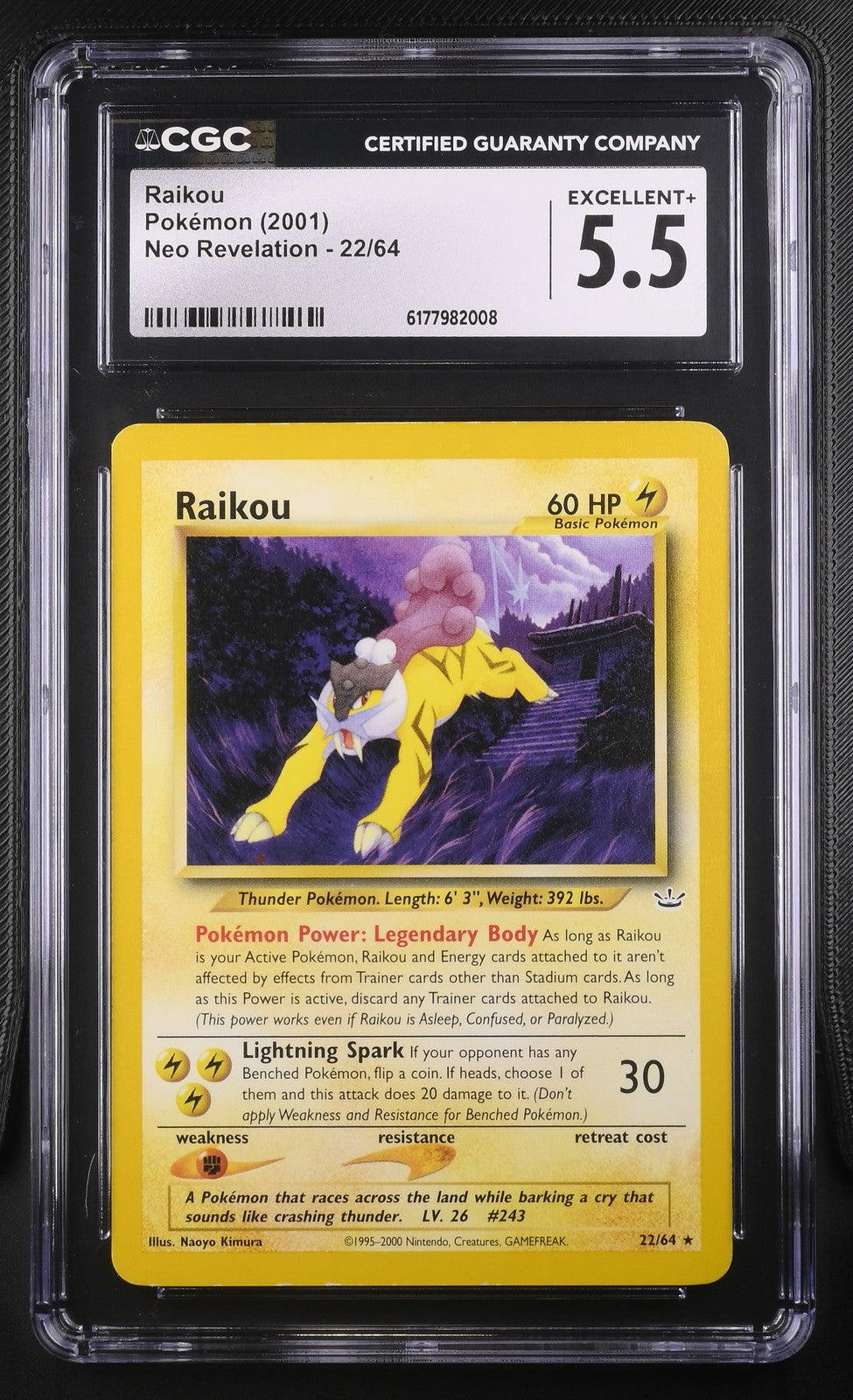 Pokémon Raikou 22/64 CGC 5.5 Neo Revelation