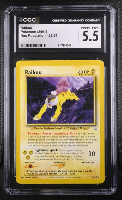 Pokémon Raikou 22/64 CGC 5.5 Neo Revelation