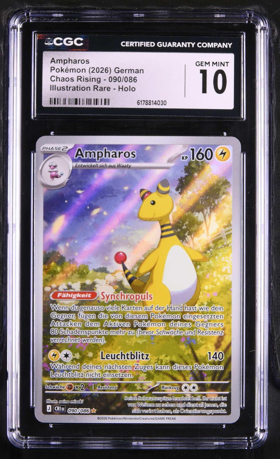 Pokémon Ampharos CGC Gem Mint 10 Chaos Rising DE