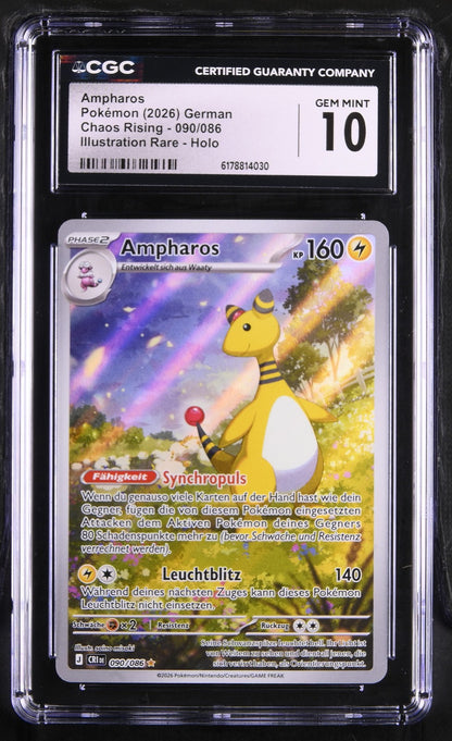 Pokémon Ampharos CGC Gem Mint 10 Chaos Rising DE