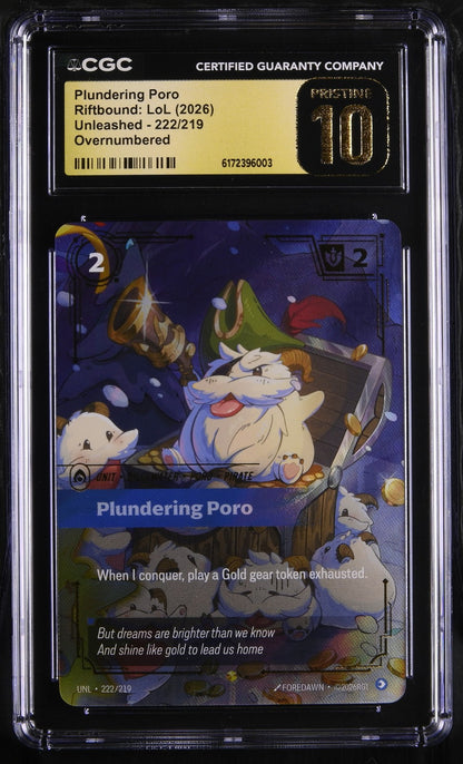 Plundering Poro 222/219 – CGC PRISTINE 10 – Riftbound TCG Unleashed – Graded