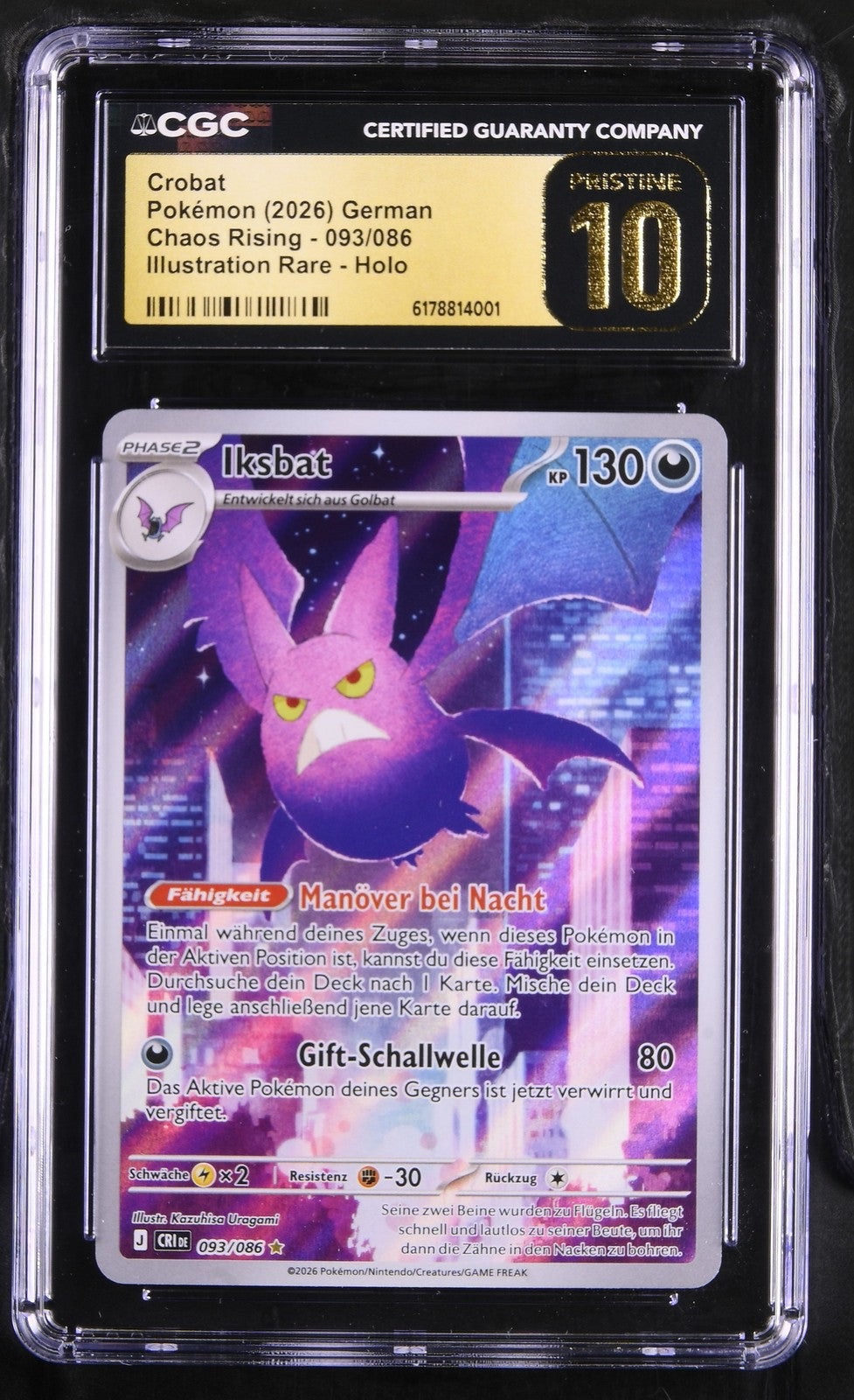 Pokémon Crobat CGC Pristine 10 Chaos Rising DE