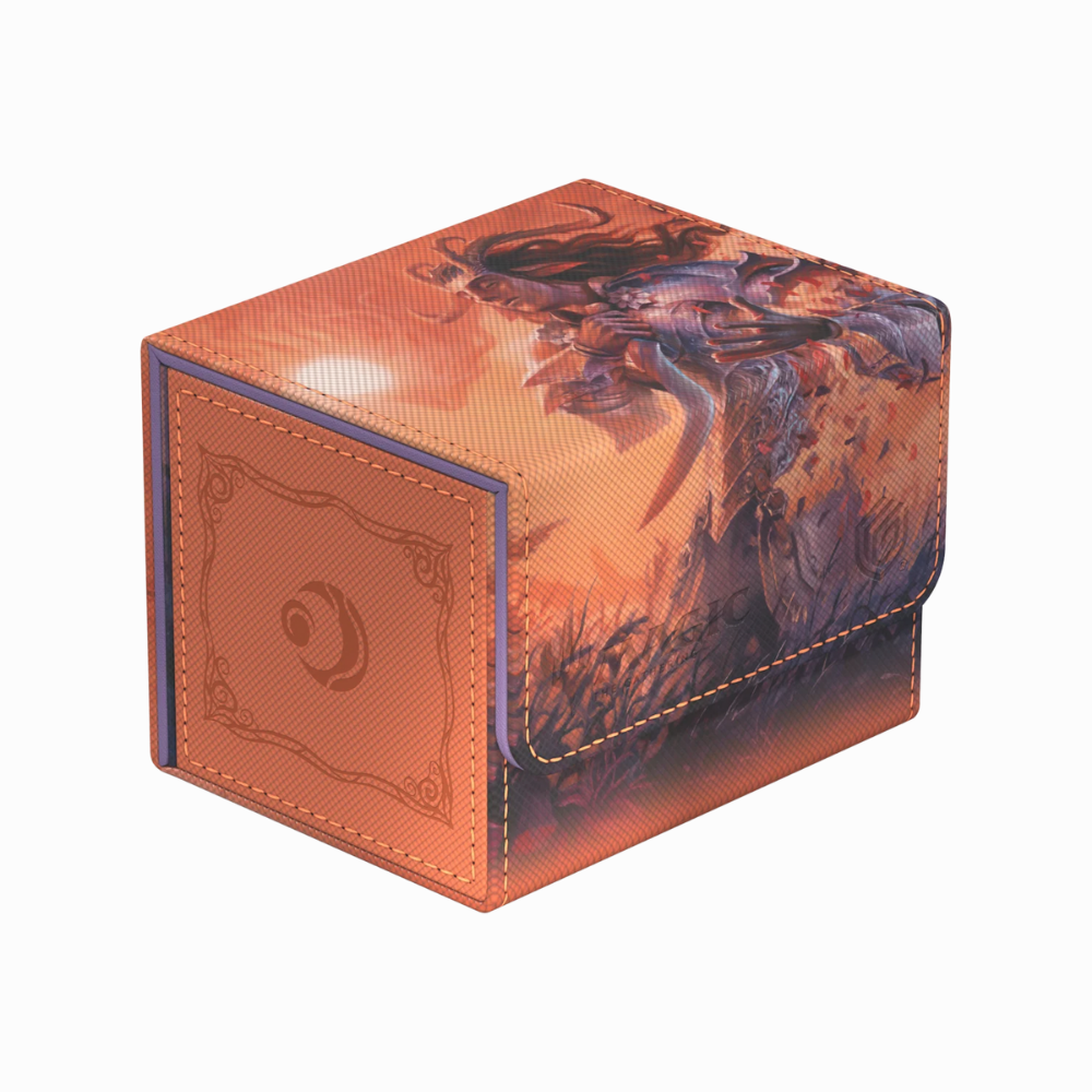 Ultimate Guard Deck Box Sidewinder 100+ Xenoskin mit Lorwyn Eclipsed Feuer-Artwork in Orange und Braun, MTG Deckbox