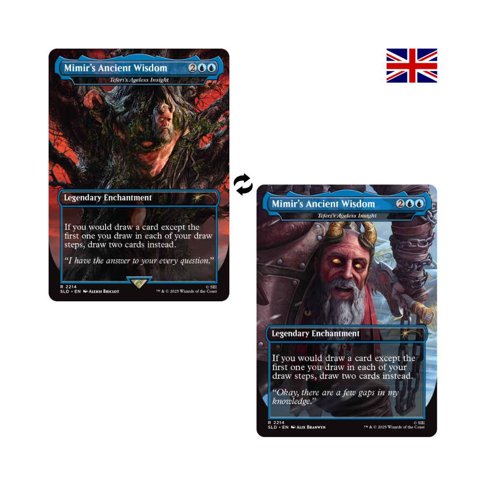 Mimir’s Ancient Wisdom Magic The Gathering Karte Baumform Secret Lair God of War Norse Set Englisch und Mimir’s Ancient Wisdom Magic The Gathering Karte Kopf Form Secret Lair God of War Norse Set Englisch 