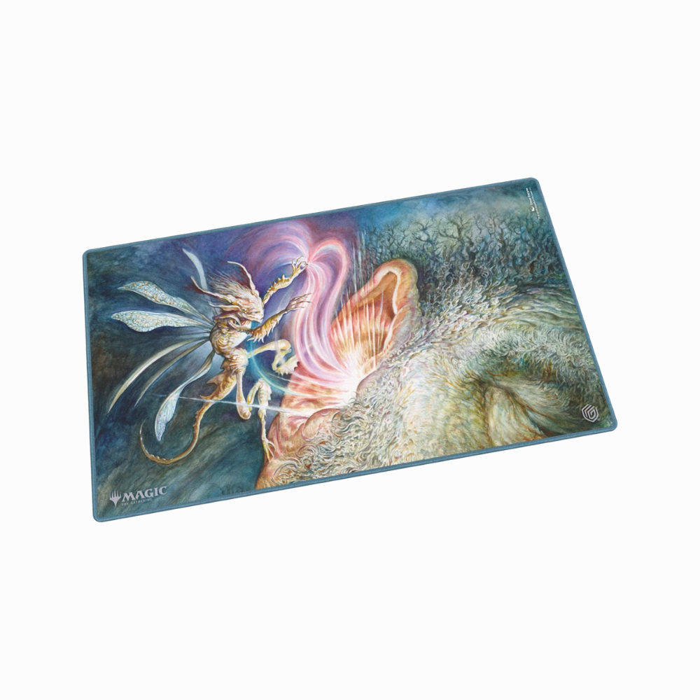 Ultimate Guard Playmat Lorwyns Finsternis mit Feen-Artwork in Blau und Grün, rutschfeste MTG Playmat