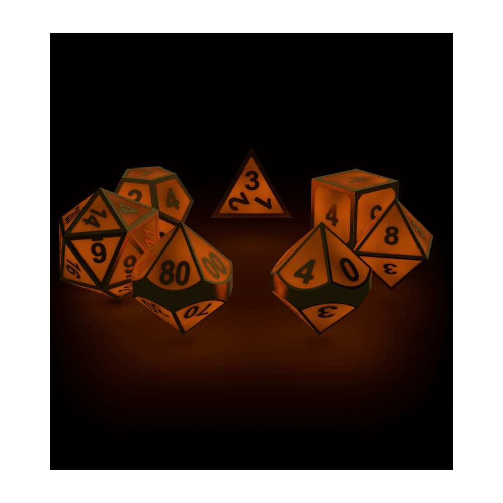 Würfelset RPG - Metal Glow in the Dark (7)