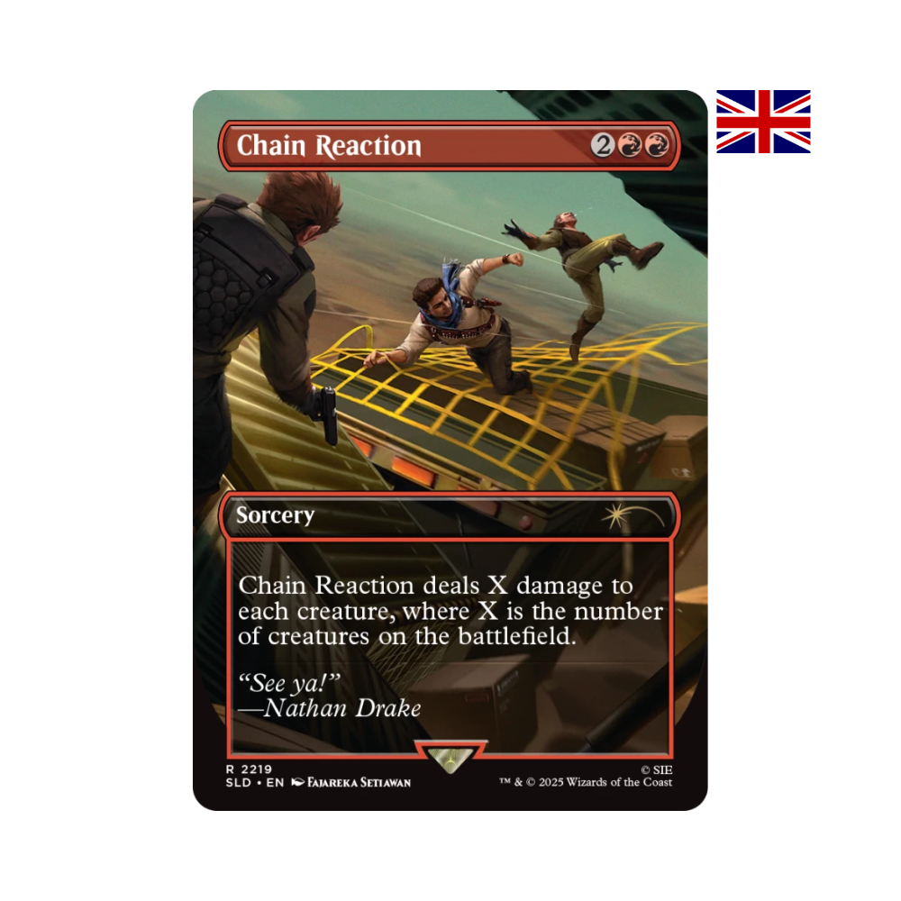 Magic Sorcery Karte Chain Reaction mit Uncharted Artwork aus dem Secret Lair Set