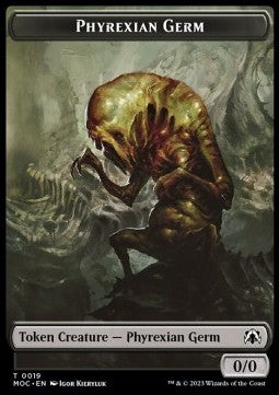 Phyrexian Germ Token (B 0/0) // Myr Token (A 1/1) - Commander: March of the Machine: Extras (Token) [T 19/38]