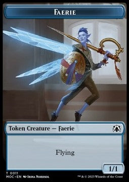 Faerie Token (U 1/1) // Elemental Token (R 1/1 Tap, Deal damage) - Commander: March of the Machine: Extras (Token) [T 11/22]