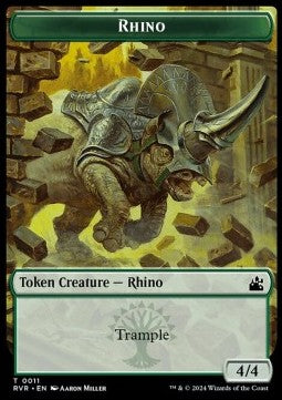 Rhino Token (Green 4/4) - Ravnica Remastered: Tokens (Token) [T11]