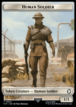 Human Soldier Token (W 1/1) // Treasure Token (V.1) - Universes Beyond: Fallout: Tokens (Token) [TPIP-T 3/18]