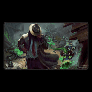 Universes Beyond: Fallout: "Mysterious Stranger" Black Stitched Playmat - Universes Beyond: Fallout