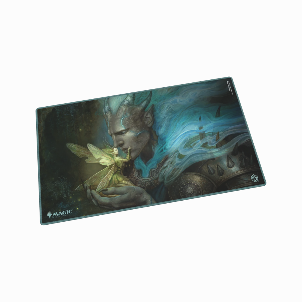 Ultimate Guard Playmat Lorwyns Finsternis mit dunklem Magier-Artwork in Grün und Blau, MTG Playmat