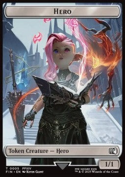 Hero Token (W 1/1) // Wizard Token (B 0/1) (V.8) - Magic: The Gathering - FINAL FANTASY: Tokens (Token) [TFIN-T 5/15]