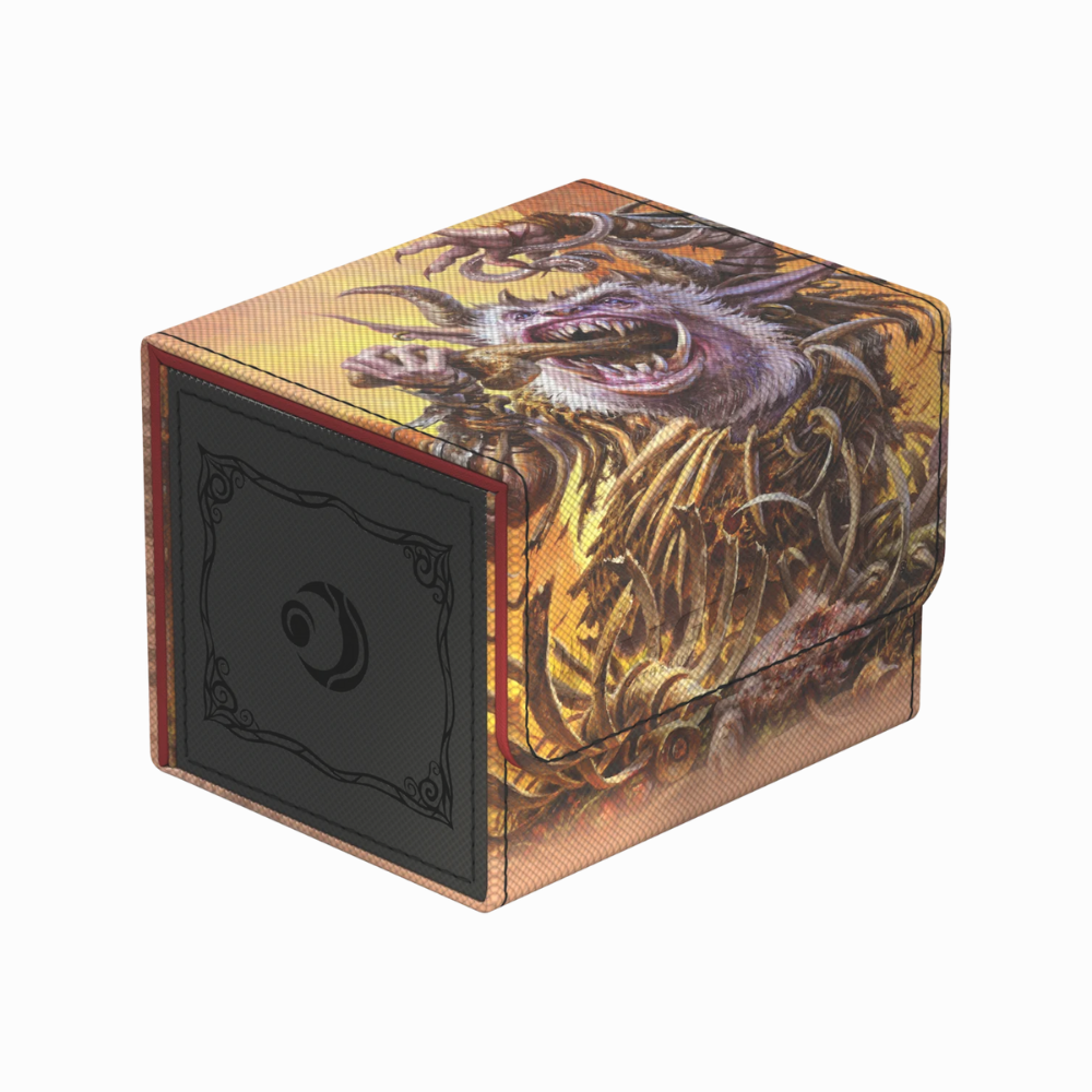 Ultimate Guard Deck Box Sidewinder 100+ Xenoskin mit Lorwyn Eclipsed Monster-Artwork in Gelb und Schwarz, Magic Deckbox