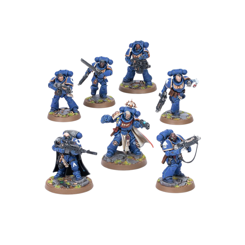 Warhammer 40k Space Marines Kill Team Miniaturen, bemalte Modelle mit Boltern und Nahkampfwaffen