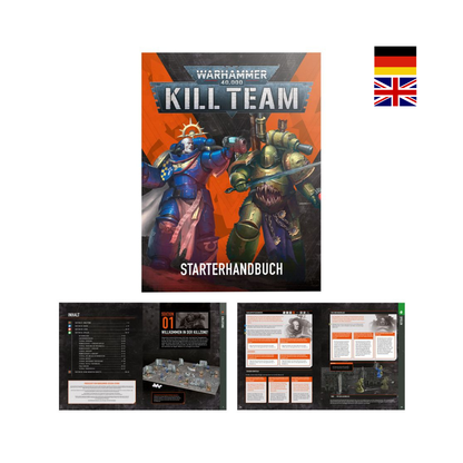 Warhammer 40k Kill Team Starterhandbuch, Regelbuch Cover und Spielseiten Übersicht deutsch englisch