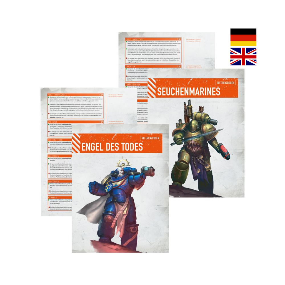 Warhammer 40k Kill Team Referenzkarten Engel des Todes und Seuchenmarines, Spielkarten Übersicht