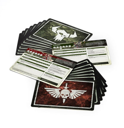 Warhammer 40.000 Armageddon Datenkarten für Space Marines und Orks mit Einheitenwerten und Spielregeln