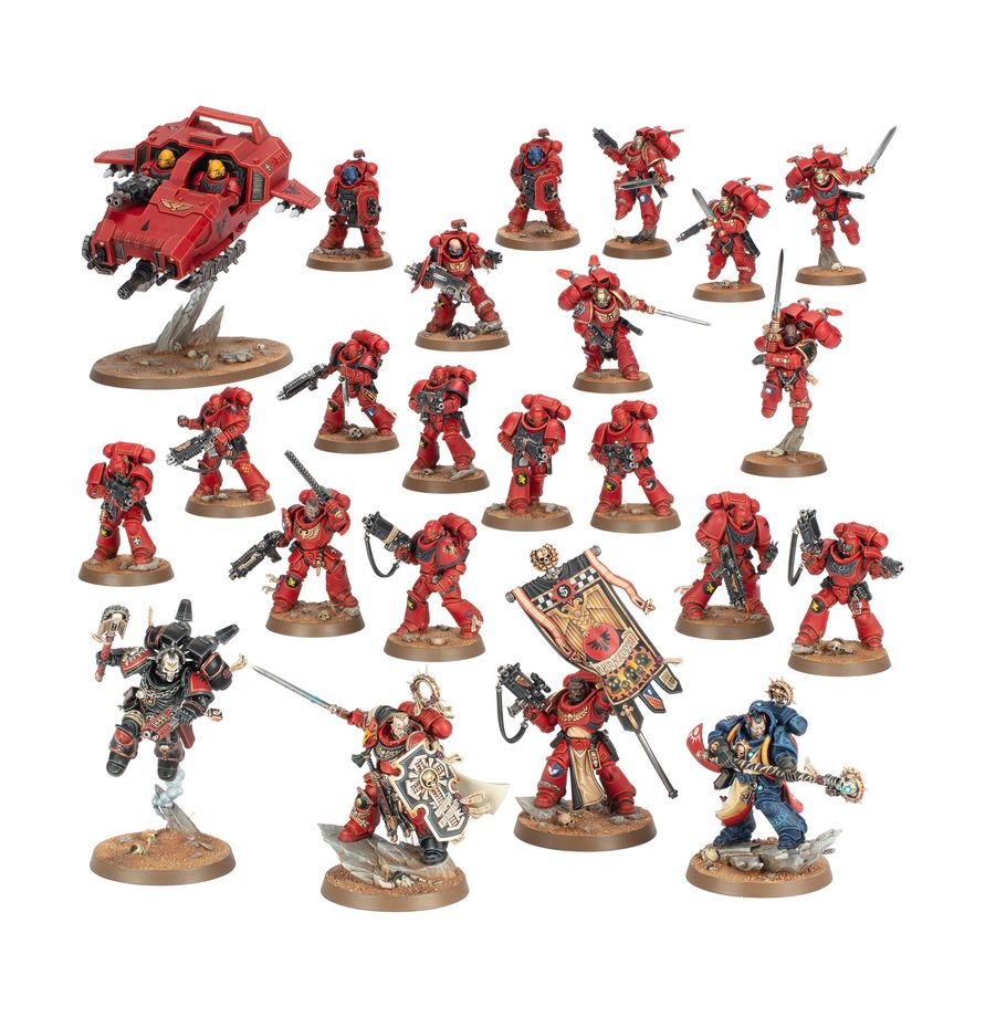 Warhammer 40.000 Armageddon Space Marines Armee mit Infanterie, Charaktermodellen und Land Speeder Miniatur