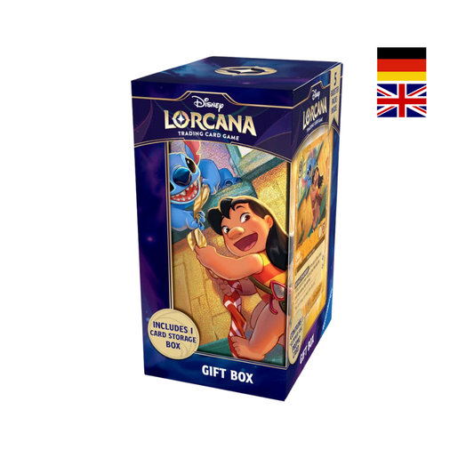 Disney Lorcana Gift Box mit Lilo & Stitch – Sammelkarten Geschenkbox inkl. Kartenaufbewahrung, deutsch & englisch.