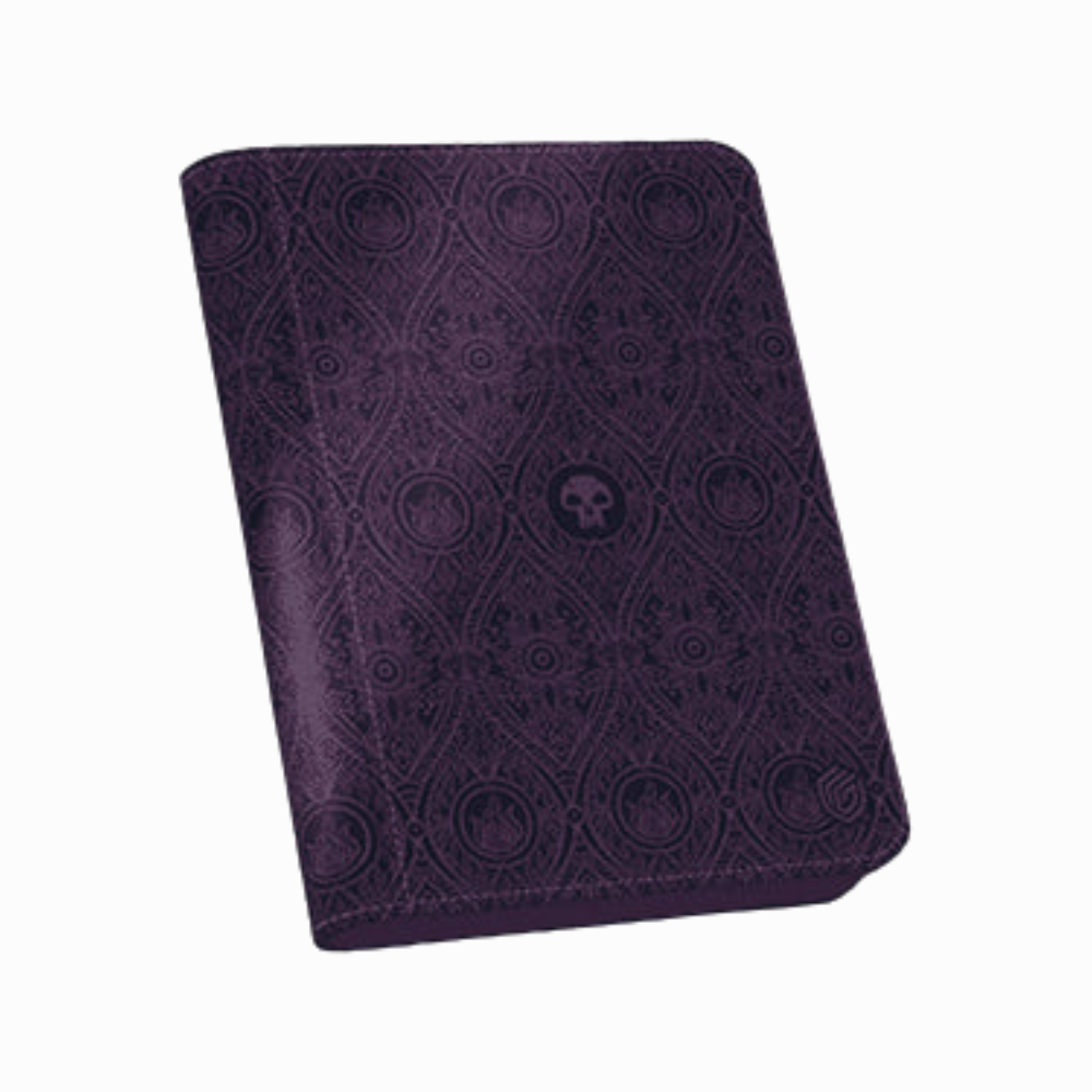 Ultimate Guard Zipfolio Black Mana – lila Sammelkartenordner mit Xenoskin-Struktur und schwarzem Totenkopf-Symbol, 4-Pocket-Design für 160 Karten.