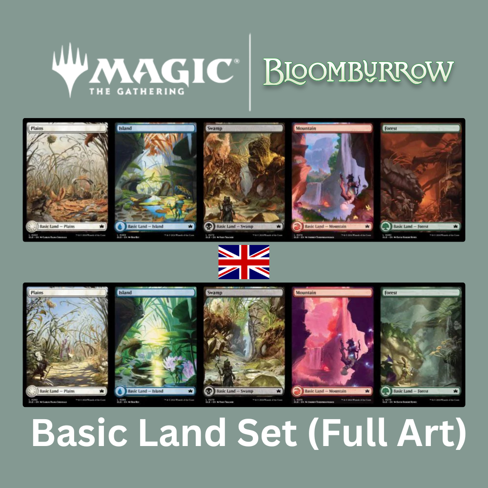 Magic: The Gathering - Bloomburrow: Full Art Basic Land Set: Plains, Island, Swamp, Mountain, Forest