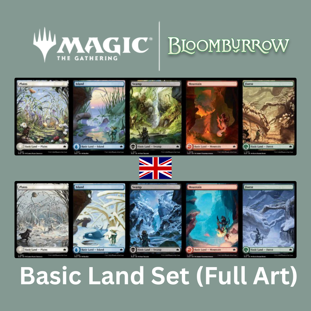 Magic: The Gathering - Bloomburrow: Full Art Basic Land Set: Plains, Island, Swamp, Mountain, Forest