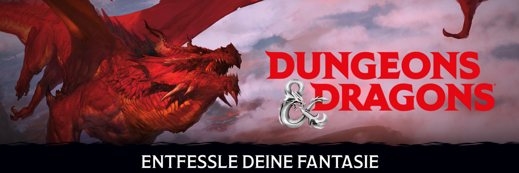 Dungeons & Dragons Banner mit rotem Drachen und Logo