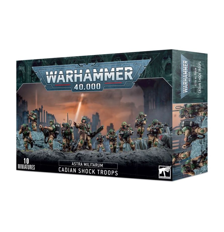 Warhammer 40.000 Astra Militarum Cadian Shock Troops Miniaturen, imperiale Soldaten mit Lasergewehren