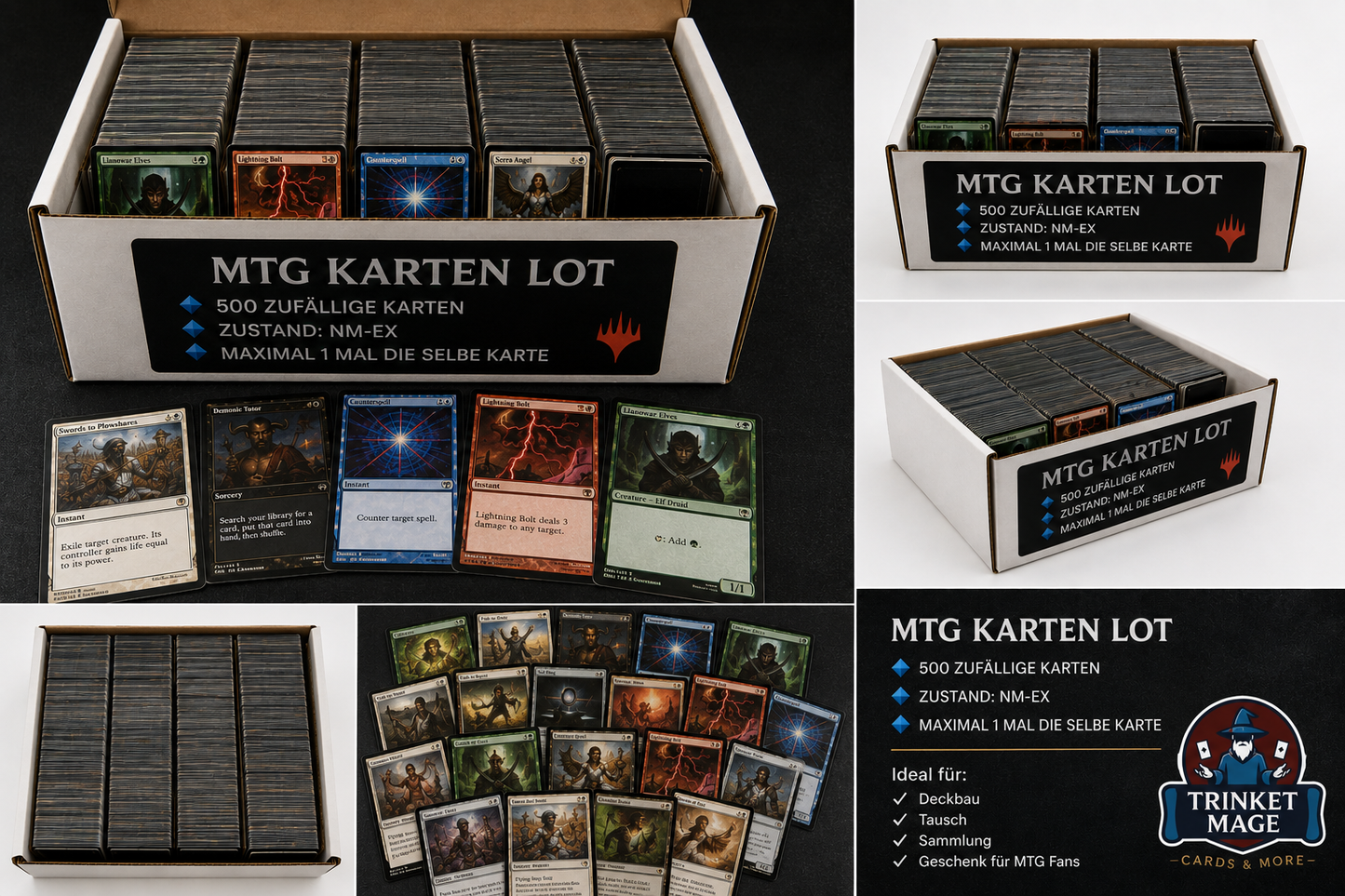 Magic The Gathering 500 Karten Lot NO DUPLICATES NM-EX Deckbau