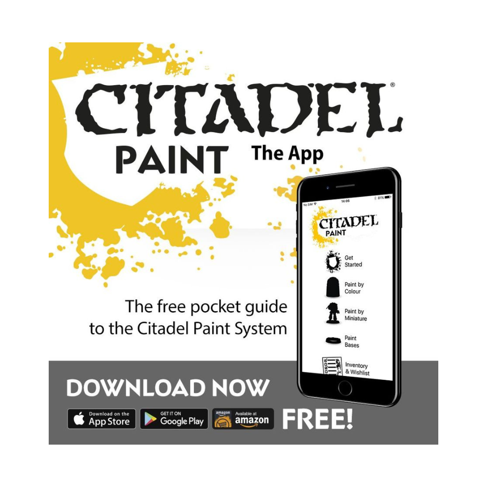 Citadel Paint App Übersicht auf Smartphone, Anleitung für Warhammer Miniaturen bemalen, Farbguide und Malanleitung mobil
