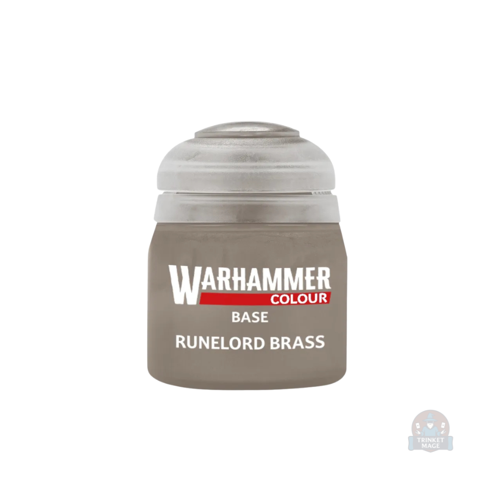 Citadel Base Runelord Brass Farbtopf mit Base-Farbe für das Bemalen von Warhammer-Miniaturen.