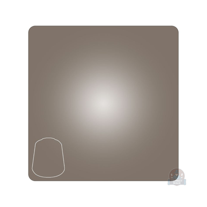Farbprobe der Citadel Base Runelord Brass mit gleichmäßig aufgetragener metallisch bronzefarbener Farbfläche.