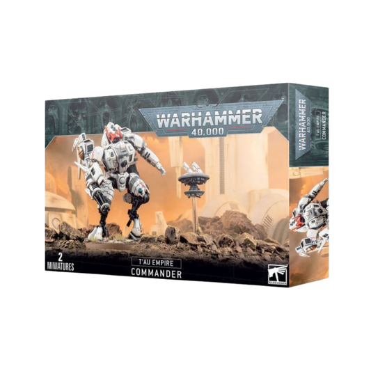 Warhammer 40k Tau Empire Commander Miniatur Set mit Kampfanzug und Drohne, Tabletop Modellfigur für Warhammer 40.000 Sammler und Spieler