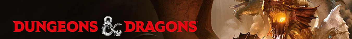 Dungeons & Dragons Eventbanner mit Drachenillustration und rotem Schriftzug – Symbolbild für Pen-&-Paper-Abenteuer und D&D-Sessions.