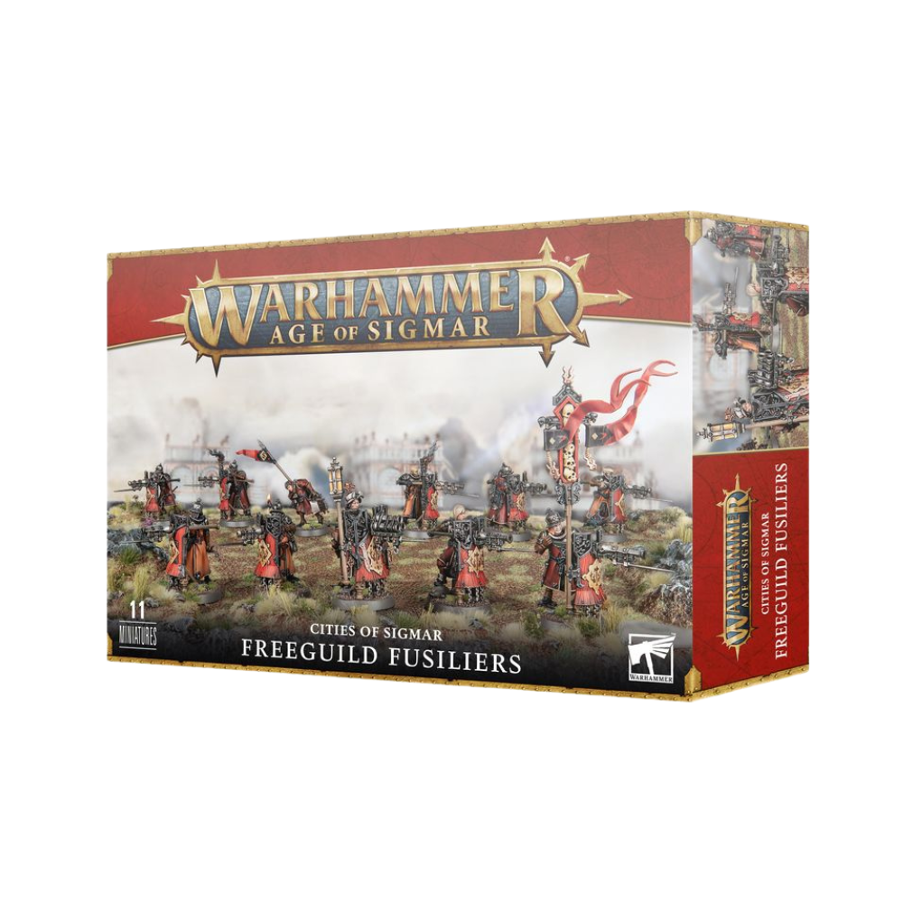 Warhammer Age of Sigmar Freeguild Fusiliers Set, Cities of Sigmar Miniaturen mit Schilden und Musketen, Tabletop Einheit