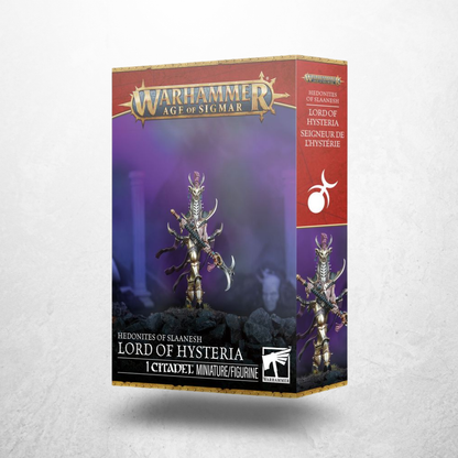 Warhammer Age of Sigmar Fürst der Hysterie (83-118) der Hedonites of Slaanesh in der Produktverpackung.