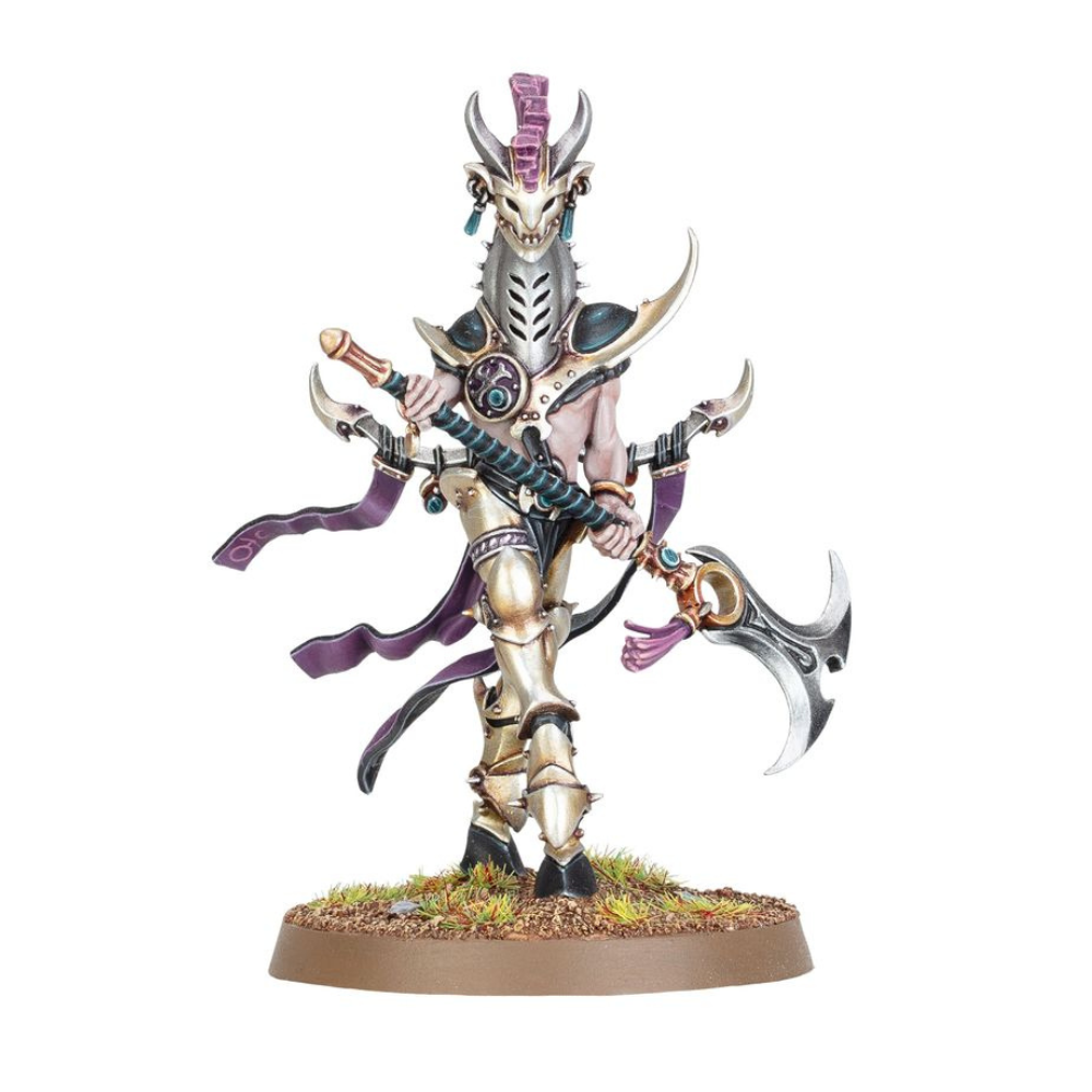 Warhammer Age of Sigmar Fürst der Hysterie (83-118) als bemalte Miniatur mit zweischneidiger Axt.