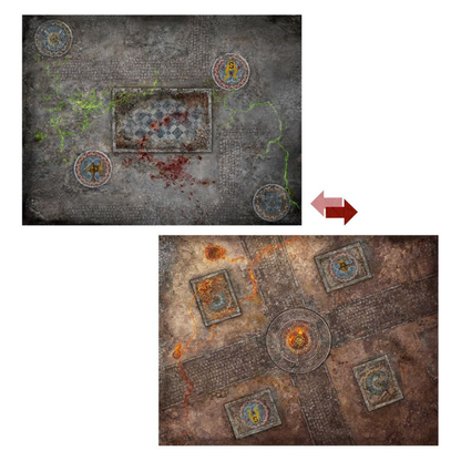 Warhammer Age of Sigmar Spielausstattung: Stadt der Asche (80-58) mit beidseitig bedruckter Spielmatte.