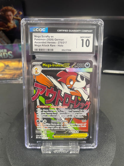 Mega Scrafty ex ASC-270 – CGC 10 – Pokémon Erhabene Helden – Deutsch