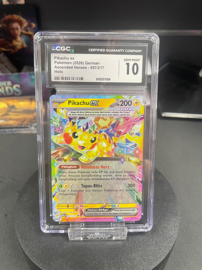 Pikachu ex ASC-057 – CGC 10 – Pokémon Erhabene Helden – Deutsch – Graded