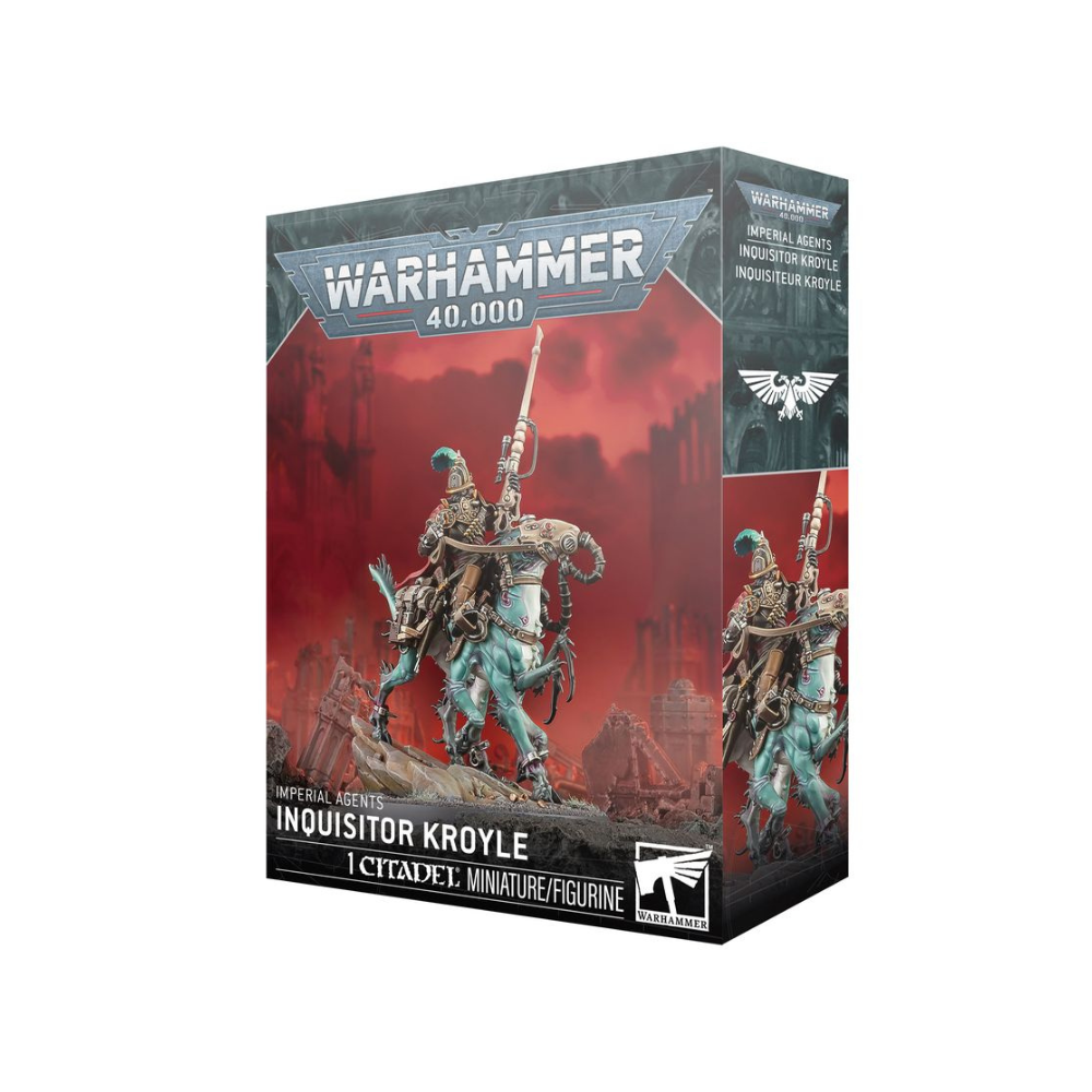 Warhammer 40k Imperial Agents Inquisitor Kroyle Miniatur Set, Games Workshop Box mit berittenem Charaktermodell